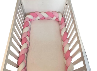 Tour de lit tressé - Rose Blanc
